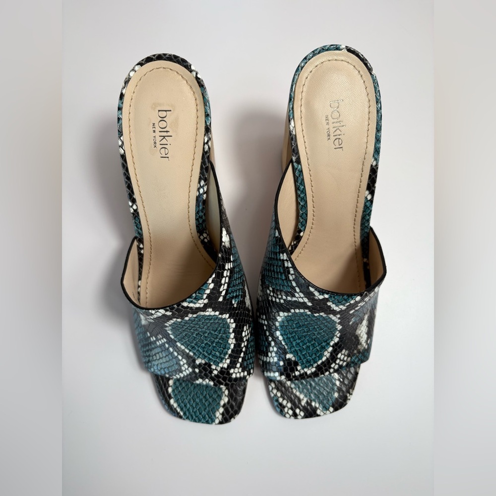 botkier Ross Block Heel-Slide Sandal in Snake Print Leather-Size: 7.5-Preowned